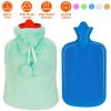 2L Hot Water Bottle w/ Plush Cover Classic Natural Rubber Hot Water Bag Feet Warmer For Pain Relief Hot Compress Heat Therapy Warm Neck Shoulders