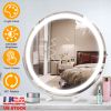 19Inch Large Round Vanity Makeup Mirror With LED Halo Light 3 Lighting Colors Dimmable Brightness Touch Control 360° Rotation High-Definition Lighted