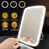 5.98x8.62in Lighted Makeup Mirror Vanity Desk Mirror Small LED Mirror with 3 Light Colors Touch Screen Brightness Adjustable USB Rechargeable