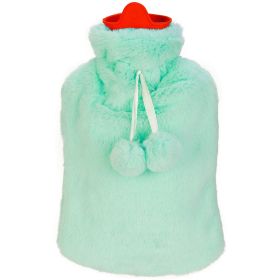 2L Hot Water Bottle w/ Plush Cover Classic Natural Rubber Hot Water Bag Feet Warmer For Pain Relief Hot Compress Heat Therapy Warm Neck Shoulders