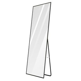 Full Length Mirror 63x18.9in Aluminum Alloy Wall Mirror Free Standing Floor Mirror Hanging Leaning Against Wall for Dressing Bedroom Living Room (Option: Black)