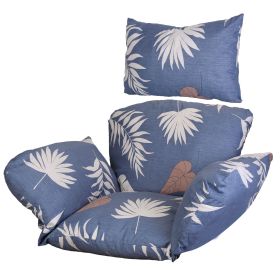 Egg Chair Cushion Hanging Basket Seat Cushion Thicken Soft Egg Swing Chair Pad Hanging Egg Chair Cushion with Headrest (Option: BeigeLeaf)