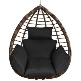 Egg Chair Cushion Hanging Basket Seat Cushion Thicken Soft Egg Swing Chair Pad Hanging Egg Chair Cushion with Headrest (Option: Black)