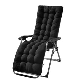 66.92x22.04in Thickened Chaise Lounger Cushion Recliner Rocking Chair Sofa Mat Deck Chair Cushion (Option: Black)