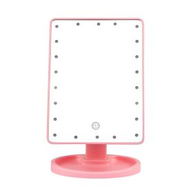 22 LED Lights Rechargeable Cosmetic Mirror 180° Rotation Makeup Mirror Touch Control Dimmable Vanity Mirror (Option: Pink)