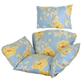 Egg Chair Cushion Hanging Basket Seat Cushion Thicken Soft Egg Swing Chair Pad Hanging Egg Chair Cushion with Headrest (Option: YellowLeaf)