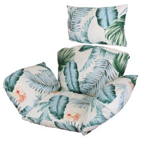Egg Chair Cushion Hanging Basket Seat Cushion Thicken Soft Egg Swing Chair Pad Hanging Egg Chair Cushion with Headrest (Option: BlueLeaf)