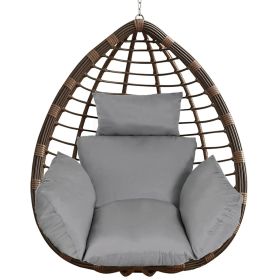 Egg Chair Cushion Hanging Basket Seat Cushion Thicken Soft Egg Swing Chair Pad Hanging Egg Chair Cushion with Headrest (Option: Grey)