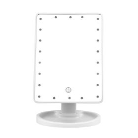 22 LED Lights Rechargeable Cosmetic Mirror 180° Rotation Makeup Mirror Touch Control Dimmable Vanity Mirror (Option: White)